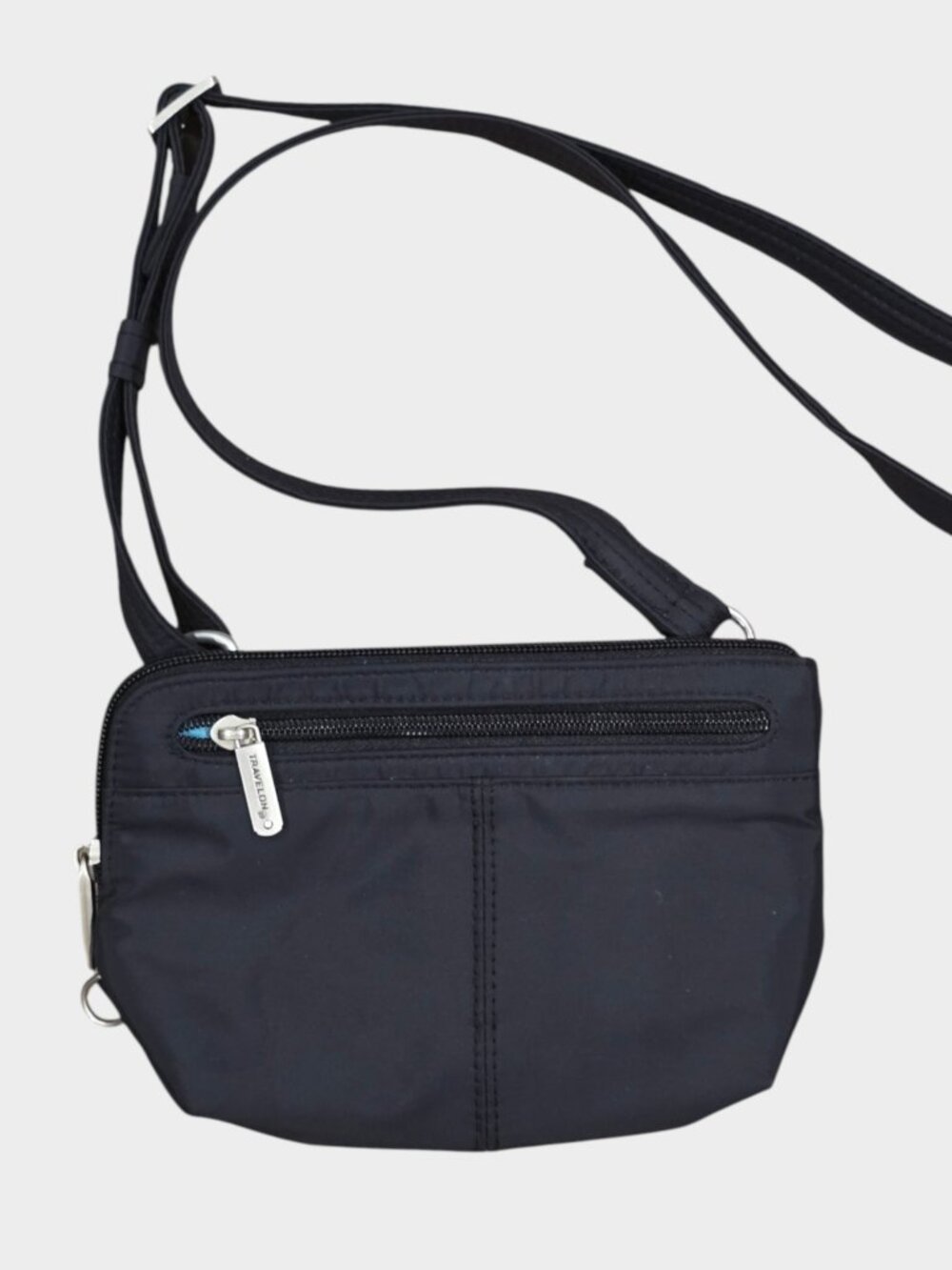 TRAVELON Black Anti-Theft RFID Adjustable Small Crossbody Shoulder Purse